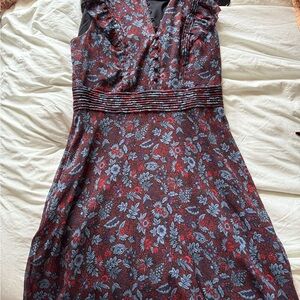 Banana Republic Red and Blue Floral Midi Dress